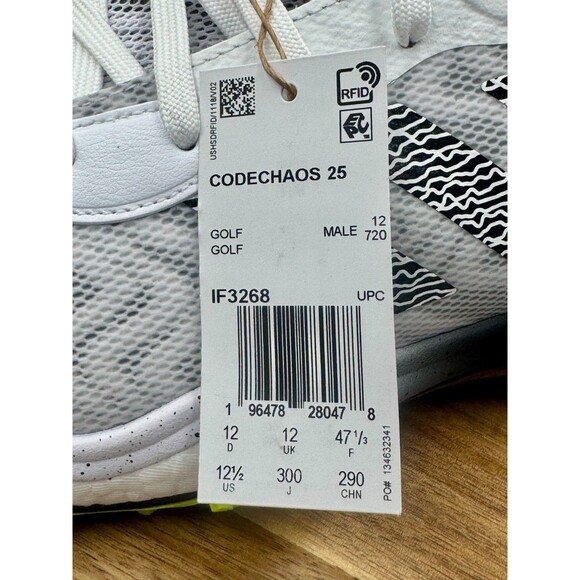 ADIDAS CodeChaos 25 Spikeless Golf Shoes Mens 12.5 White Black Yellow NWT IF3268 main image 5